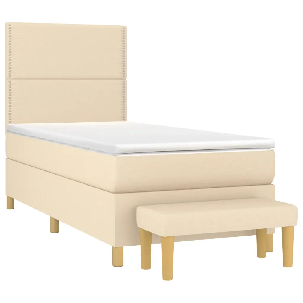 Giroletto a Molle con Materasso Crema 100x200 cm in Tessuto 3137058
