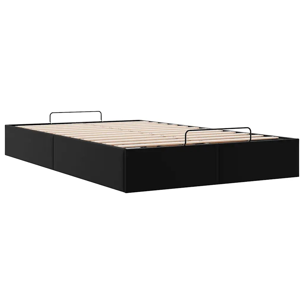 Struttura Letto Pouf senza Materasso Nero 120x200 cm Similpelle