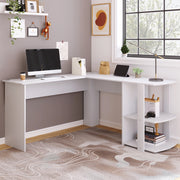 Scrivania angolare a L 140 x 140 cm bianca con 2 ripiani