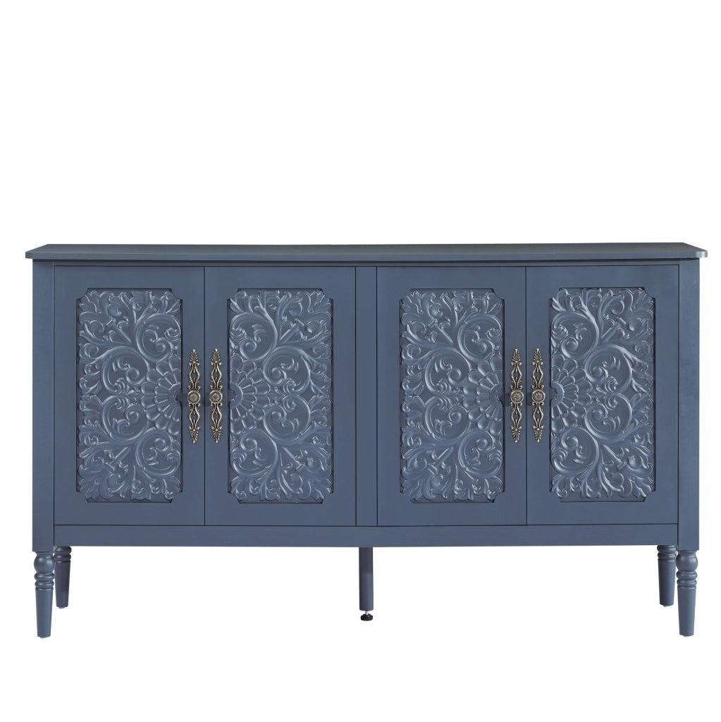 Sideboard 160x40x89 cm con ampio spazio contenitivo in truciolare; MDF e metallo; blu navy