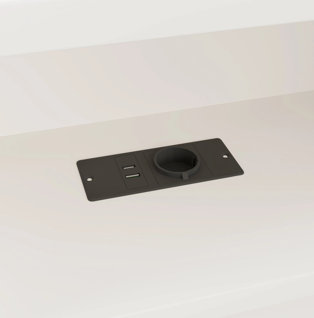 Letto piattaforma per bambini con letto estraibile, spazio contenitore e USB, Bianco