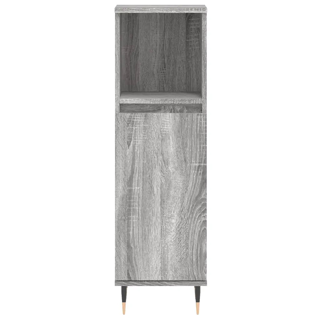 Armadietto Bagno Grigio Sonoma 30x30x100cm in Legno Multistrato 831554