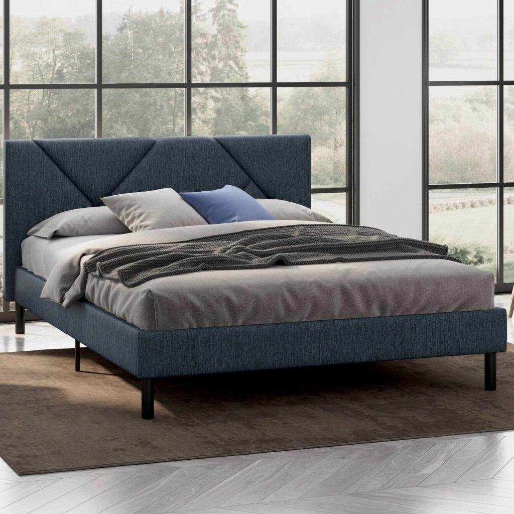 Ikelos, Letto Alla Francese Dimensione Materasso 140x190 cm, blu
