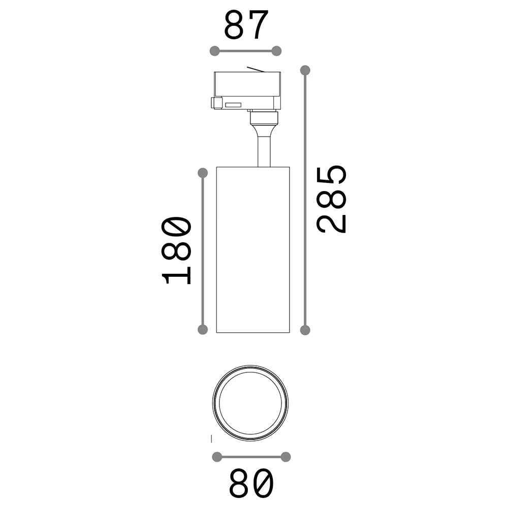 Proiettore Cilindrico Smile Alluminio Nero Led 30W 3000K Luce Calda Cri90 36°