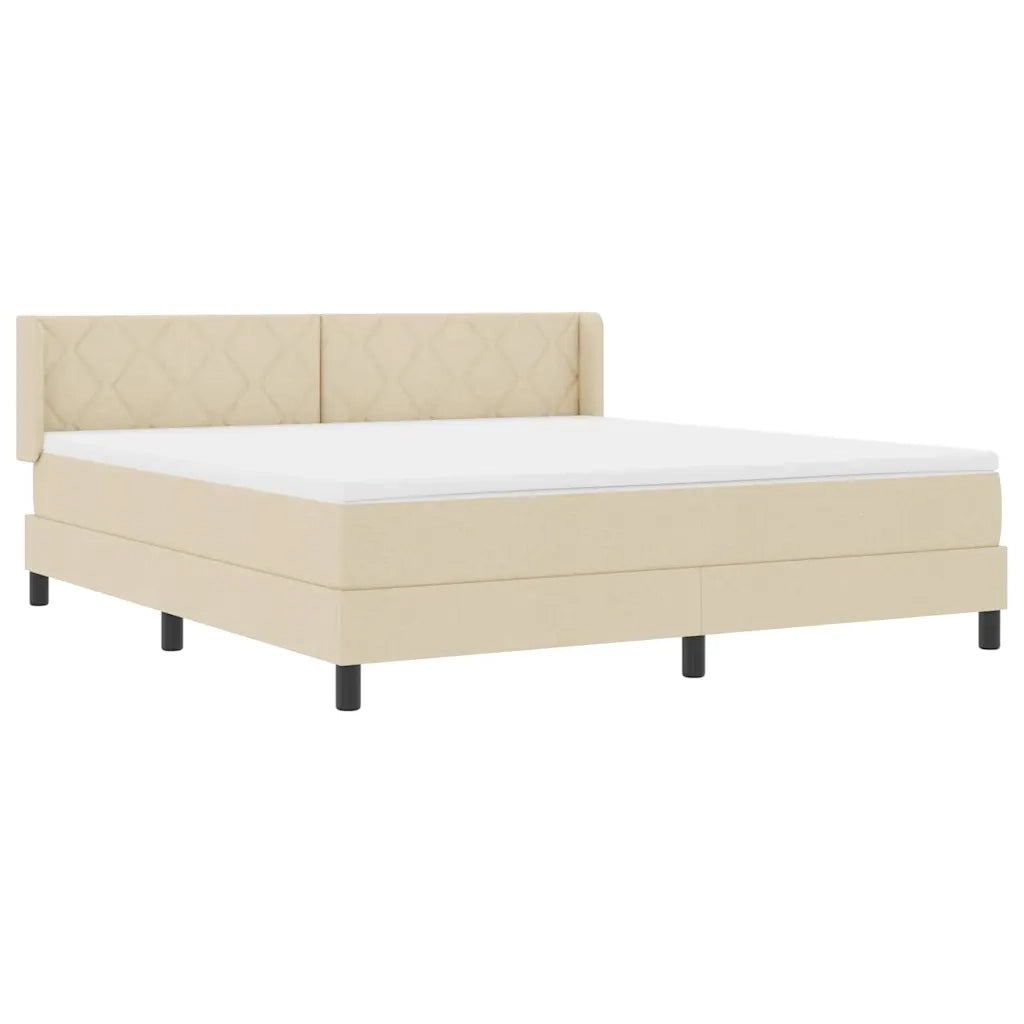 Letto a molle con testiera Crema 200 x 180 cm Tessuto 3341186