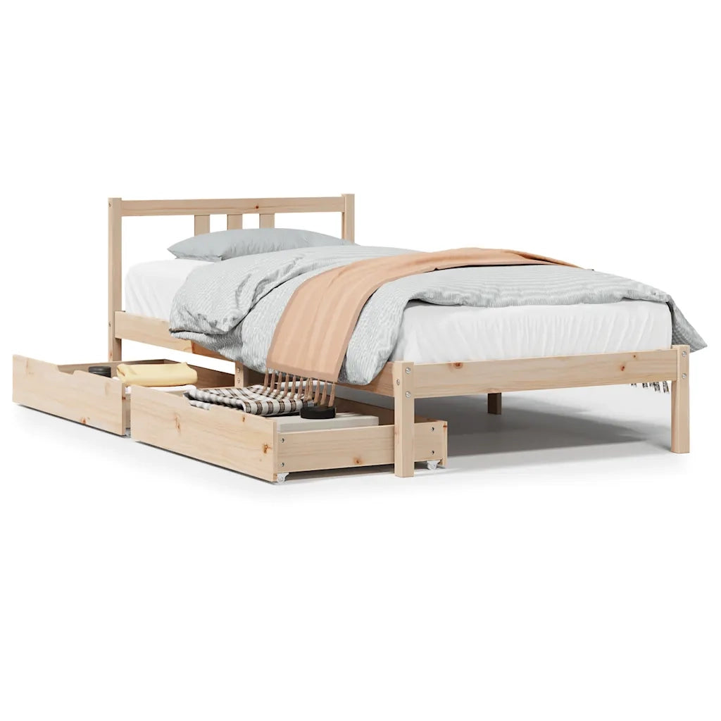 vidaXL Letto senza Materasso 75x190 cm in Legno Massello Pino