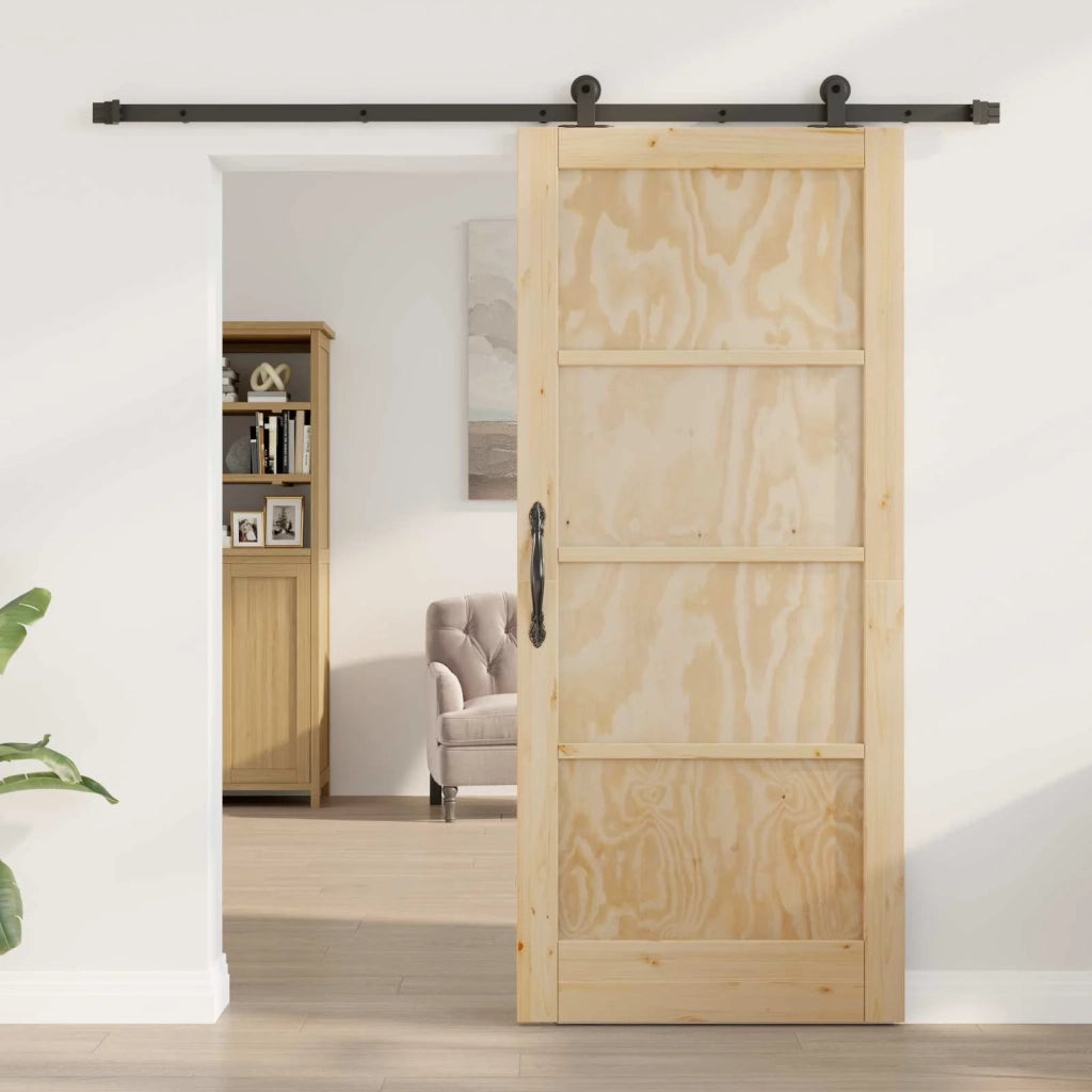 Porta scorrevole Naturale e Nero 86 x 198,5 cm