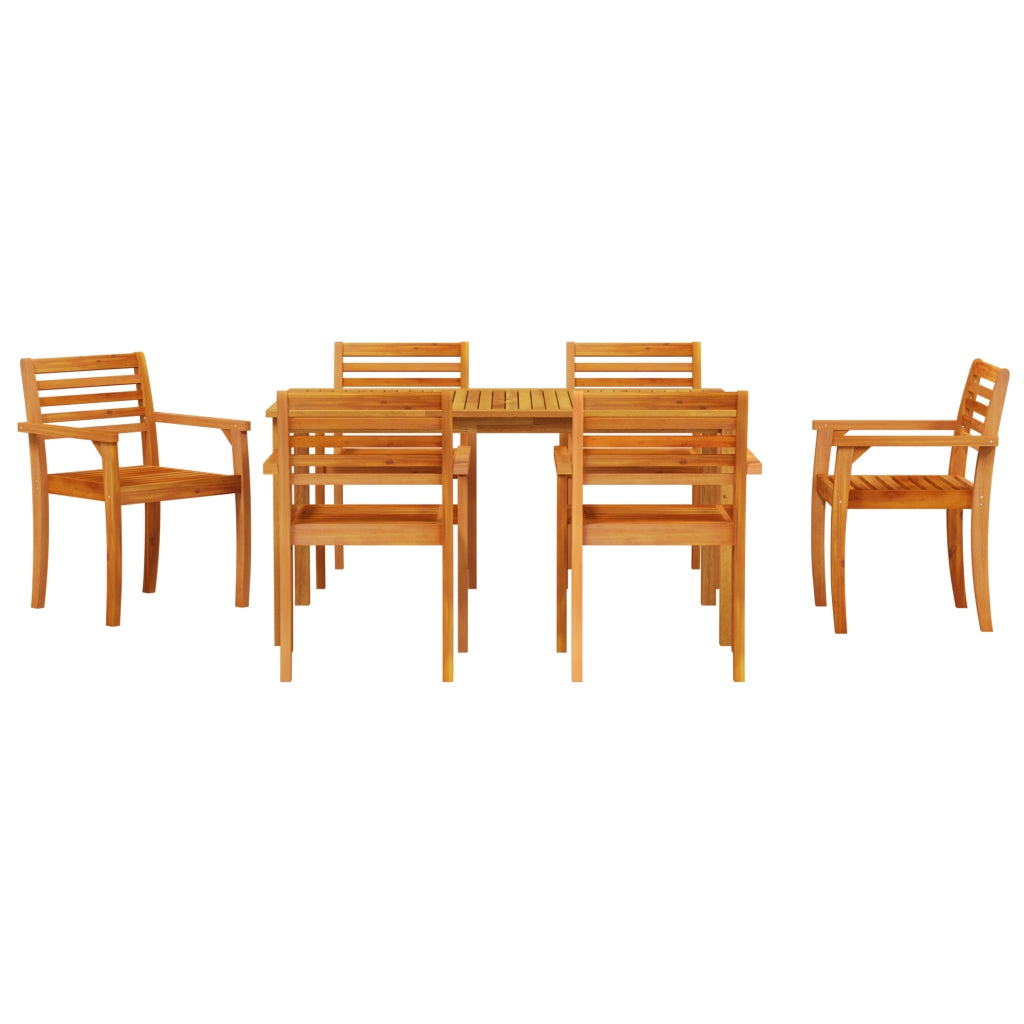 Set da pranzo in legno massello di acacia per il giardino, 7 pezzi