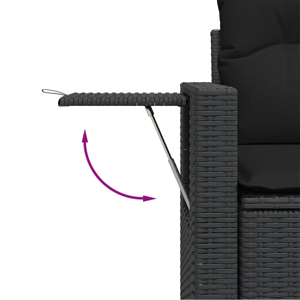 Set Divani da Giardino 11 pz con Cuscini in Polyrattan Nero 3326546