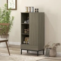 Credenza per Salotto Moderna con Porta Cassetto Ripiano Regolabile e 3 Scomparti Aperti 60x34x121 cm Naturale