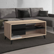 Priola, Tavolino da Salotto con Piedini, 101.5x50x47h cm Marrone Rovere
