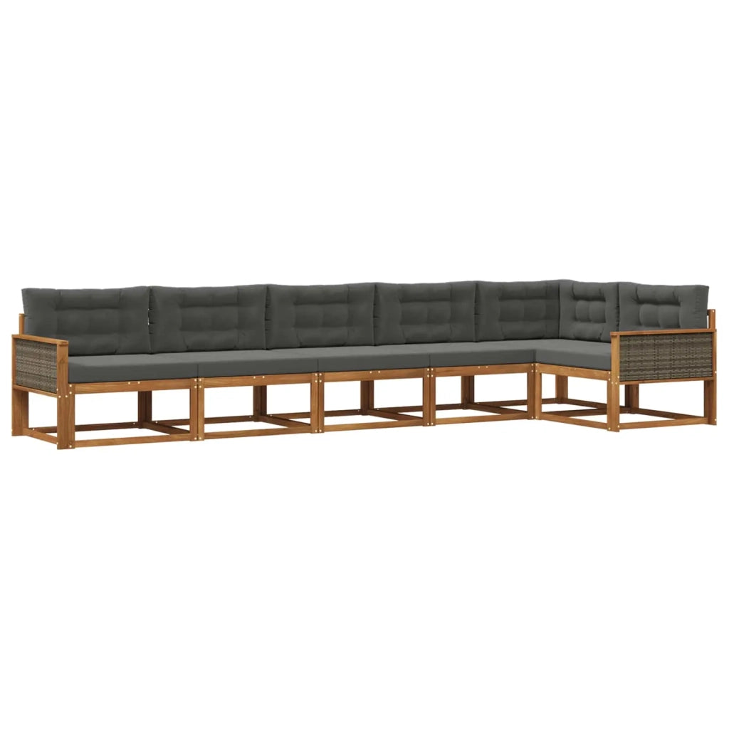 Set di divani da esterno con cuscino 6 pcs Naturale e Antracite