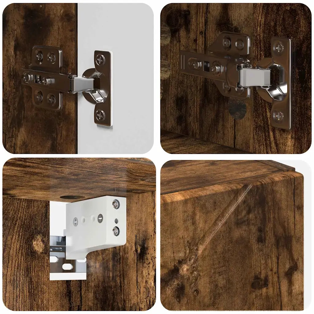 Mobiletto per specchio con porta Rovere fumé 80 x 17 x 55 cm 883359