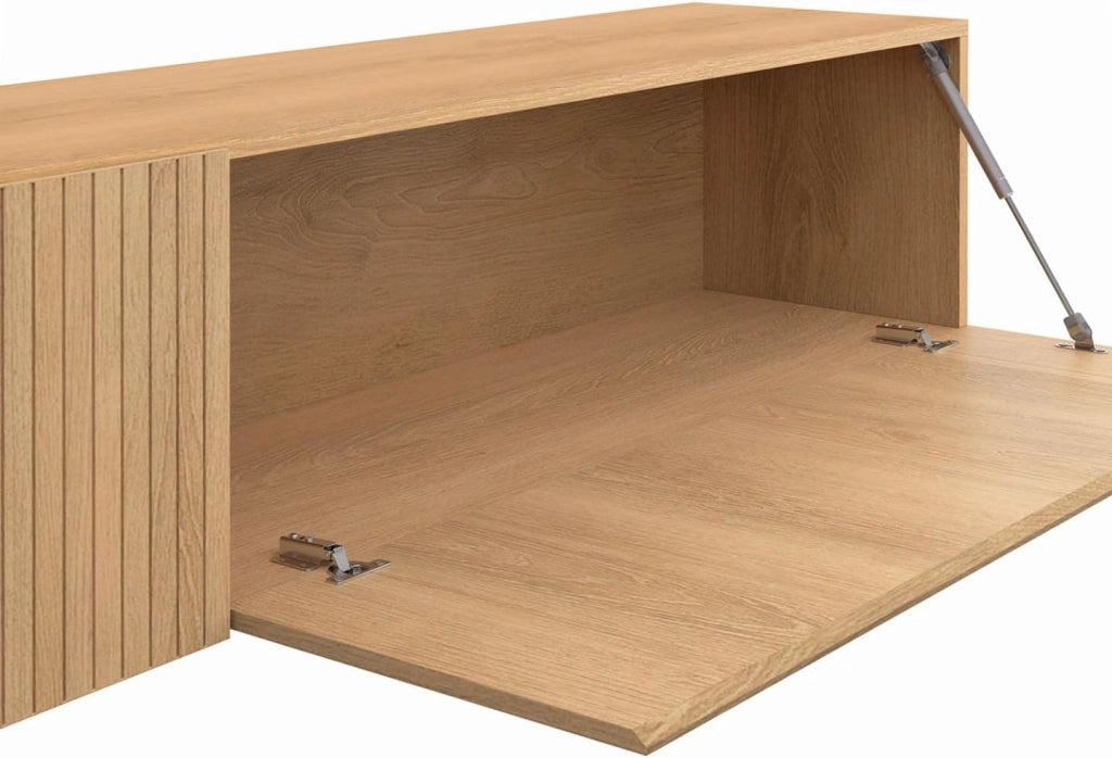 Mobile TV sospeso JULIETTE 180 cm con 2 ante a doghe color rovere