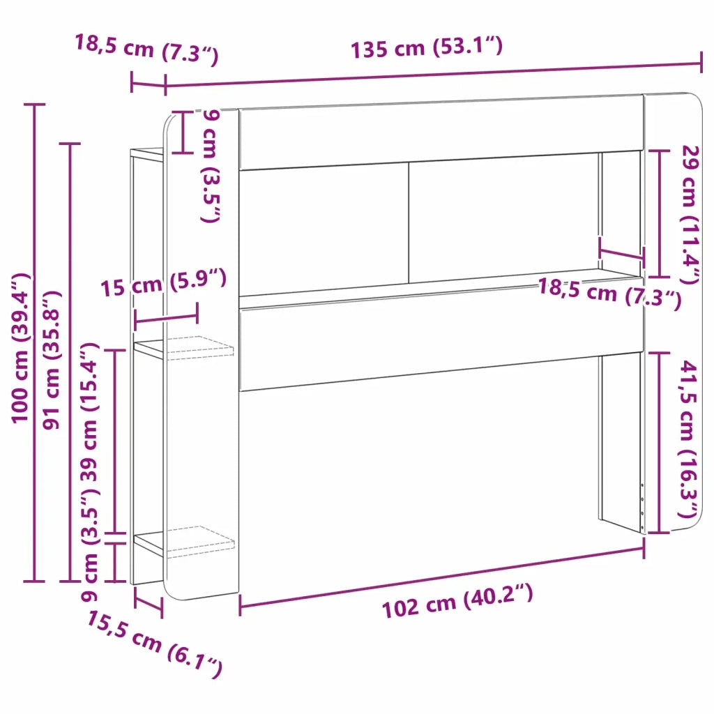 Testata del letto Rovere Sonoma Legno ingegnerizzato 8001266