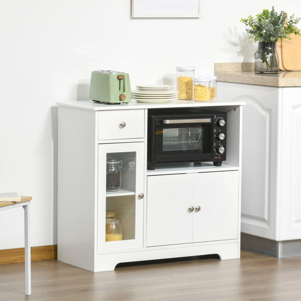Armadio da cucina ¨C zephmum ¨C 90x40x82 cm, bianco, vetro temperato, legno