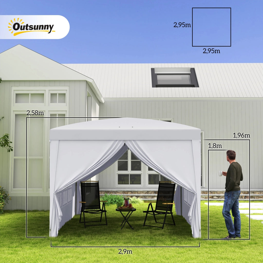 Pavillon 3x3 m ¨C zephmum ¨C Bianco Acciaio con Finestre e Borsa