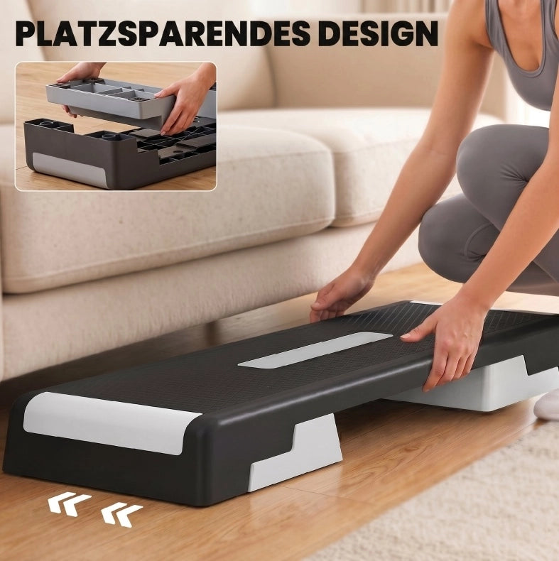 Step aerobico regolabile a 3 altezze in polipropilene nero