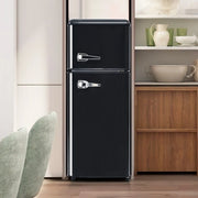 Frigorifero retrò; frigorifero congelatore; volume totale 92L; compartimento congelatore 28L; luce LED; efficiente energetico; nero