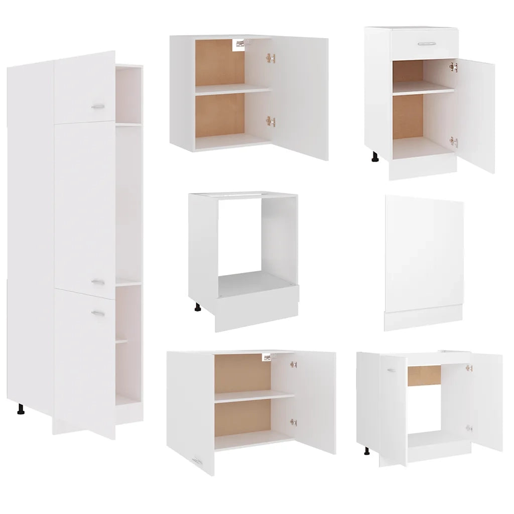 Set Armadi da Cucina 7 pz Lyon Bianco in Truciolato 3067631