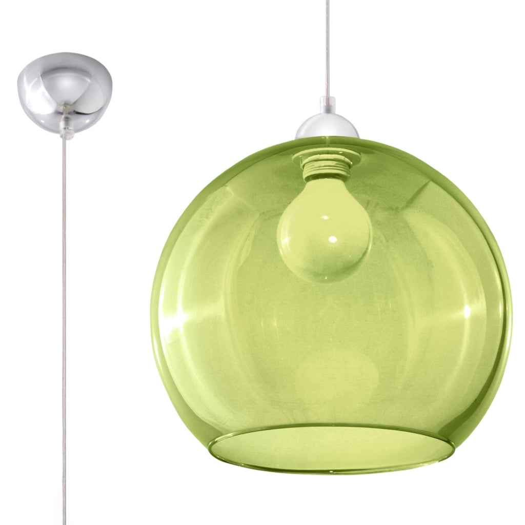 Lampada a sospensione Rotund verde vetro cromata E27