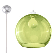 Lampada a sospensione Rotund verde vetro cromata E27