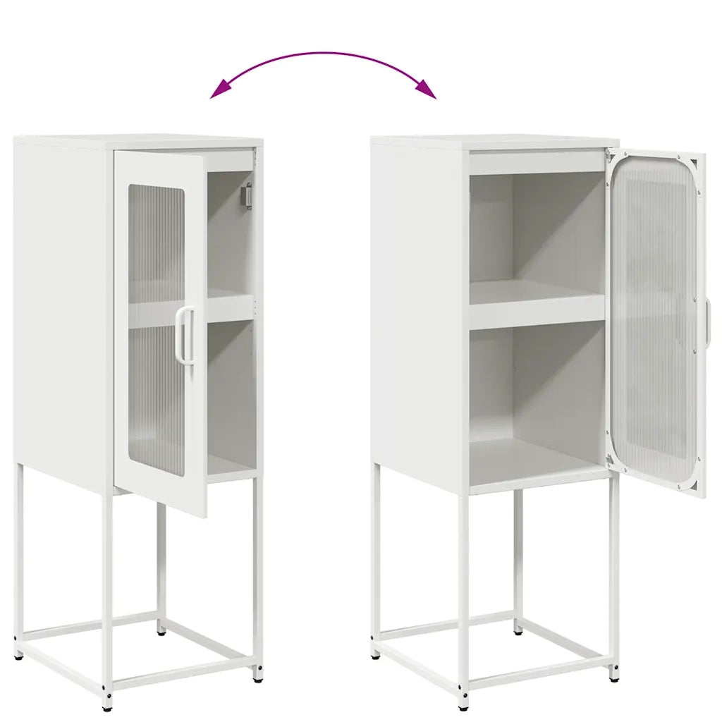 Credenza Bianca 36x39x107 cm in Acciaio Laminato a Freddo 853403