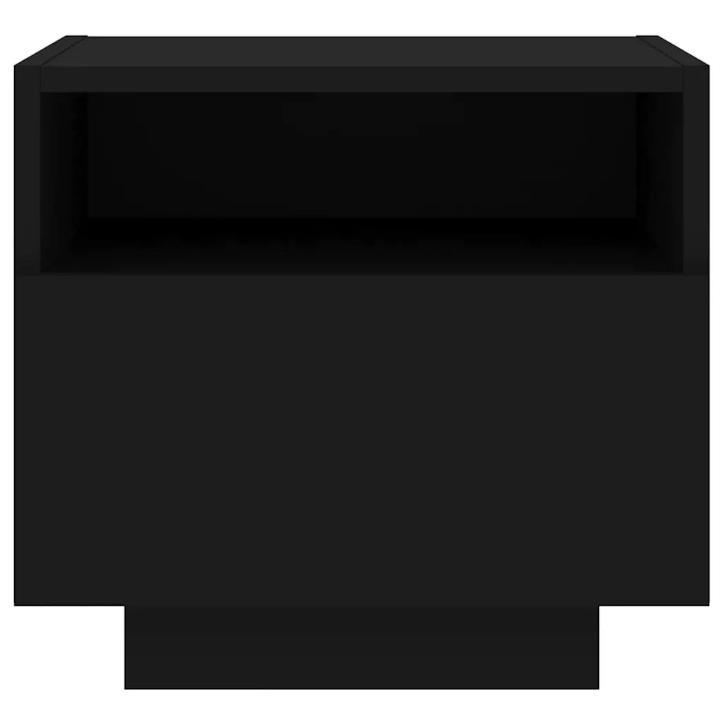 Comodino con Luci LED-Tavolino da notte Nero 40x39x37 cm
