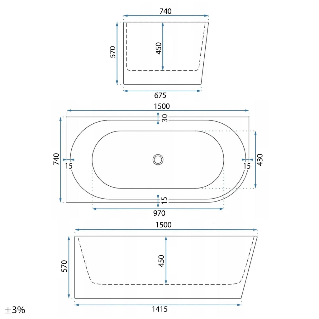 Vasca Da Bagno Angolare In Acrilico Rea Bellanto Slim 150 Left Copritappo bianco