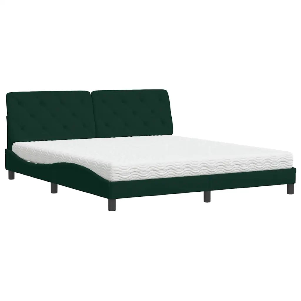 Letto con Materasso Verde Scuro 180x200 cm in Velluto 3208673