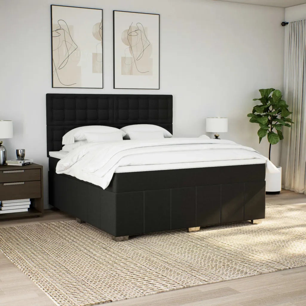 vidaXL Giroletto a Molle con Materasso Nero 180x200 cm in Tessuto