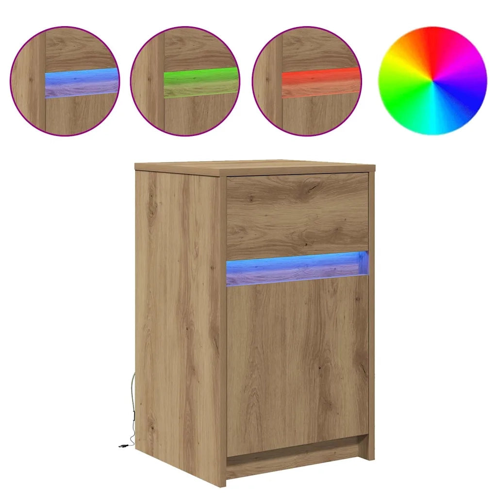 vidaXL Armadio da Letto LED 2 pcs rovere artigianale 38 x 34 x 61 cm