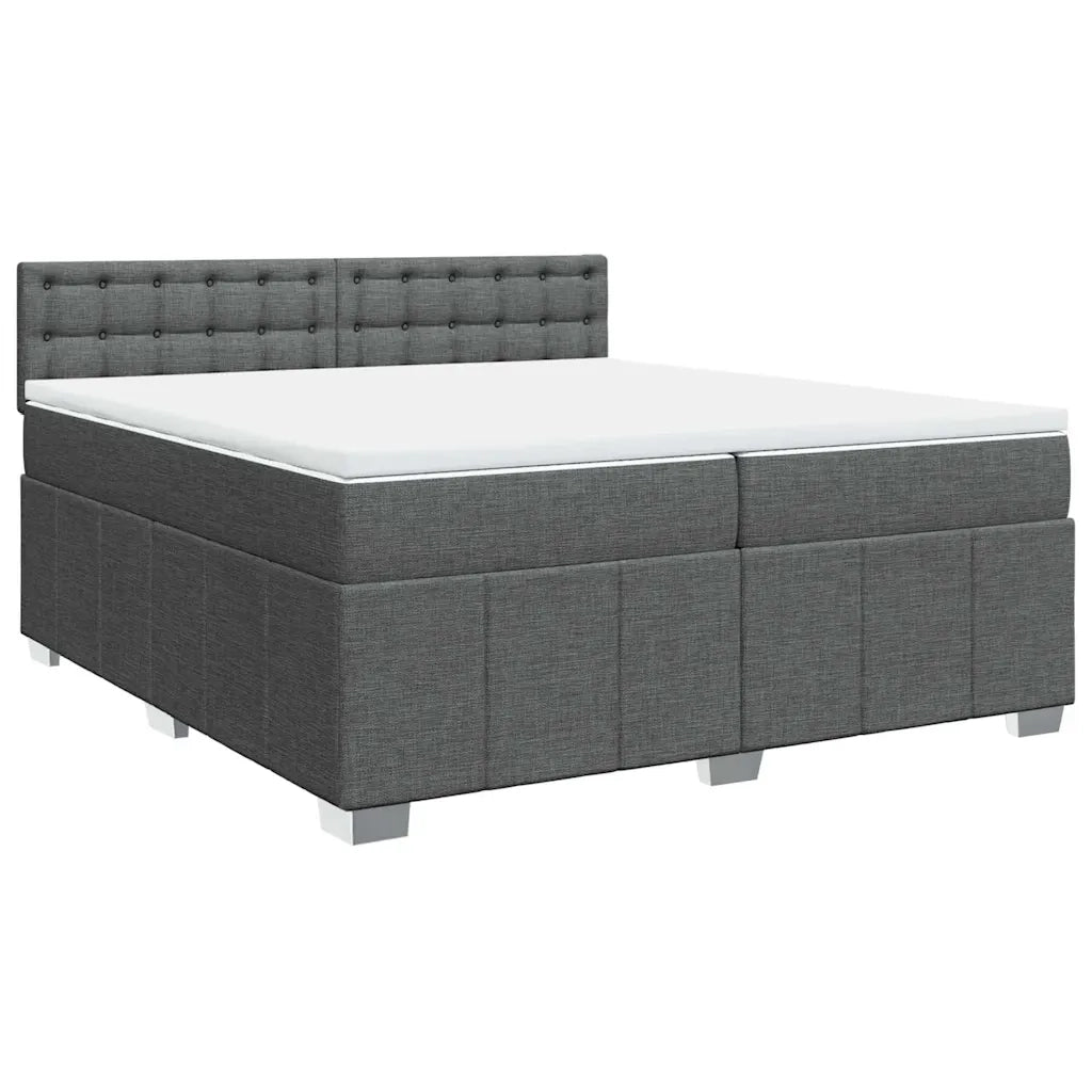 vidaXL Giroletto a Molle con Materasso Grigio Scuro 200x200 cm Tessuto