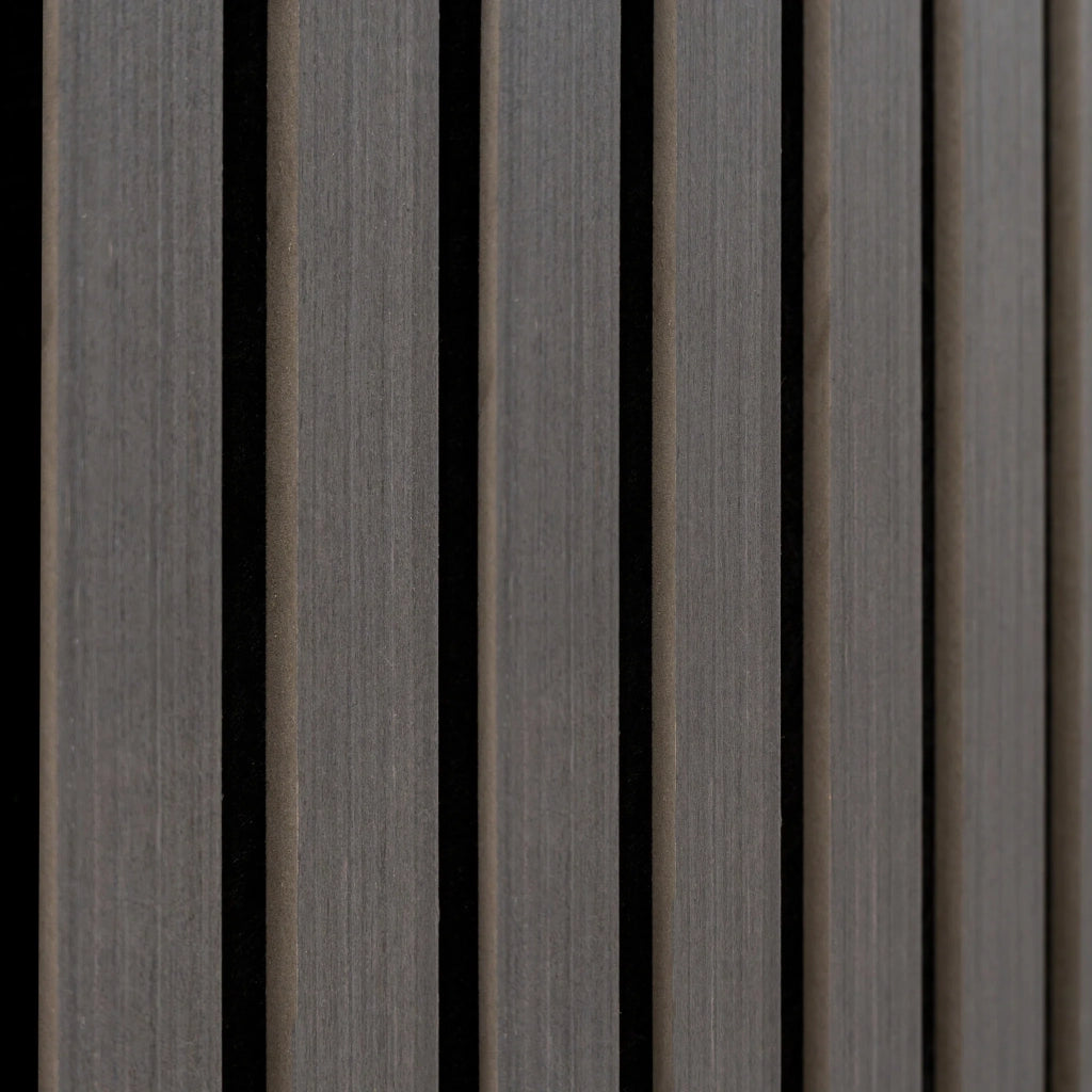 Tre Pannelli Fonoassorbenti con Doghe Grigio Antracite 3D 2400 x 600mm