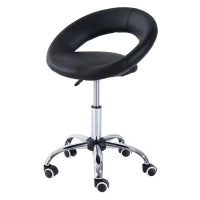 Sgabello da Lavoro Girevole Sgabello da Sala Salone Moderno Altezza Regolabile Ecopelle 50 × 54 × 66-78cm Nero