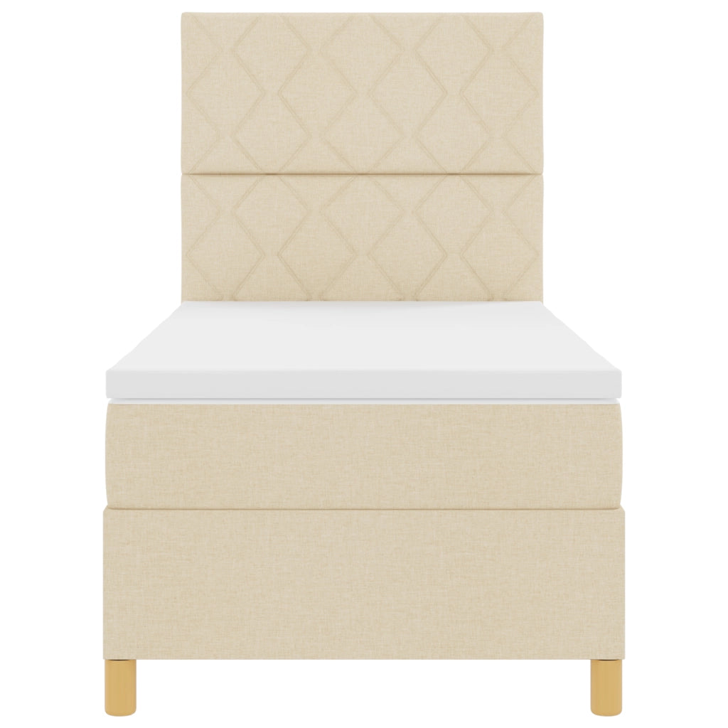Letto con rete a molle Panna 100x200 cm Tessuto