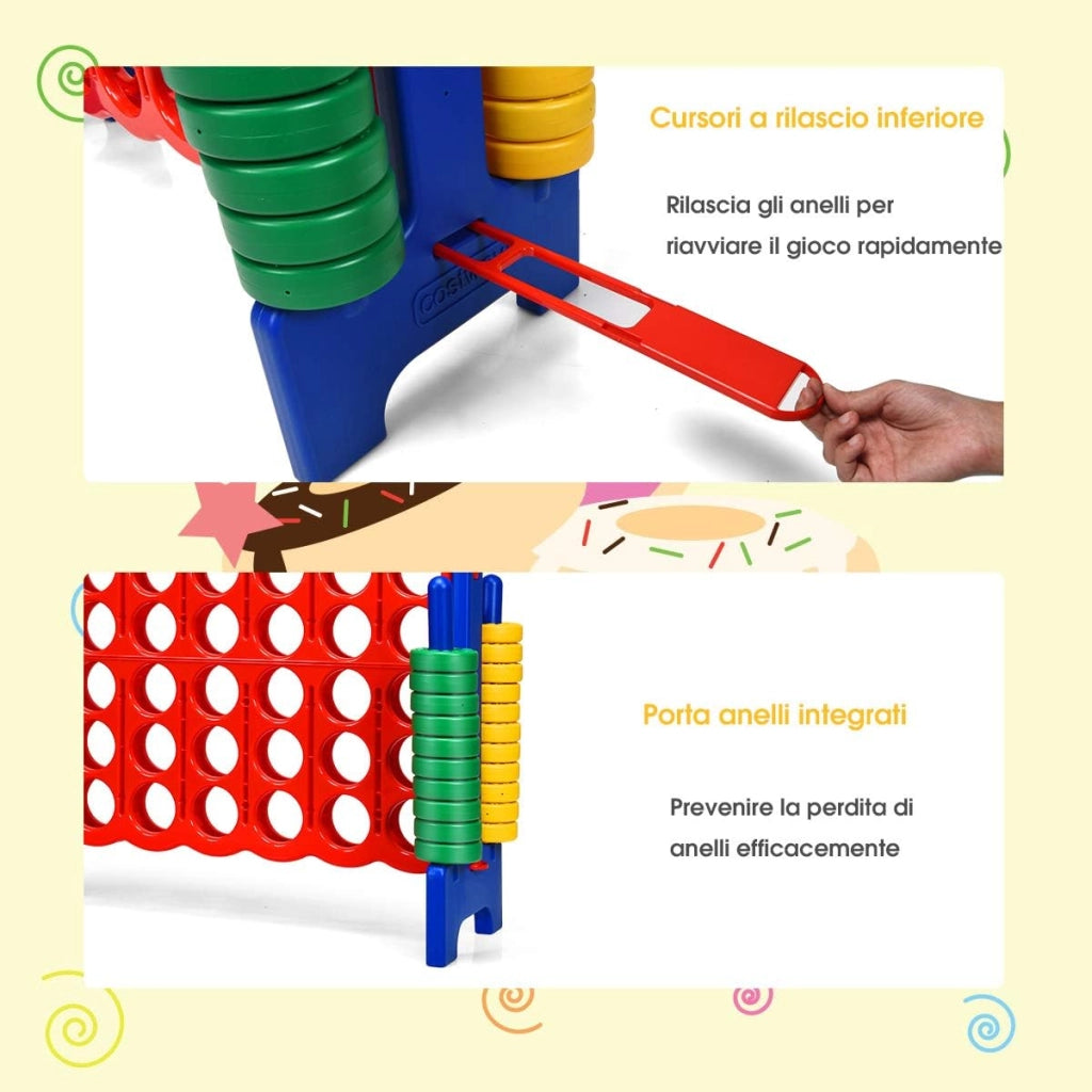 Forza 4 Gigante Mega 4 in Linea Quattro Insieme, Gioco da Tavolo Gioco di Fila per Bambini, 120 x 42 x 104 cm (Blu)