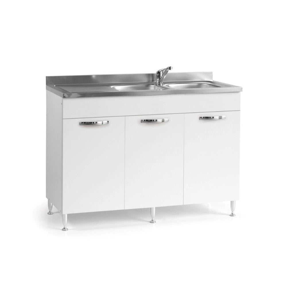 Sottolavello 3 ante 120 cm SENZA LAVELLO colore bianco frassinato