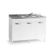 Sottolavello 3 ante 120 cm SENZA LAVELLO colore bianco frassinato