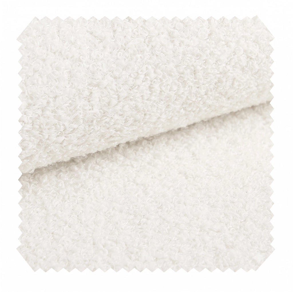 Panca contenitore per camera 186x47x61 cm in chenille bouclé bianco con vano portaoggetti idraulico