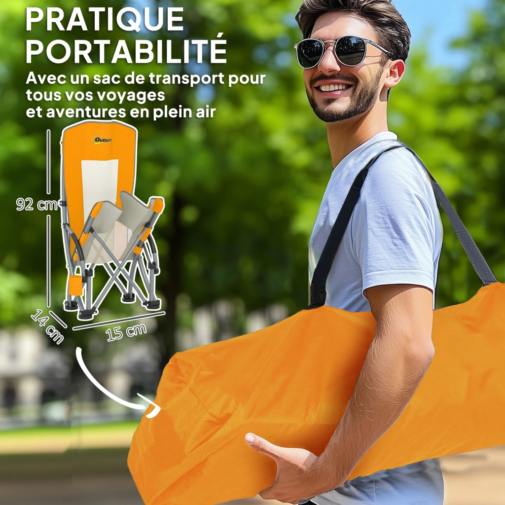 Sedia da spiaggia pieghevole ¨C zephmum ¨C 2 pezzi, arancione, 70x58x79 cm