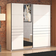 Armadio Camera da Letto Spartano, Guardaroba Grande Appendiabiti, 220x217.5h cm Bianco Opaco