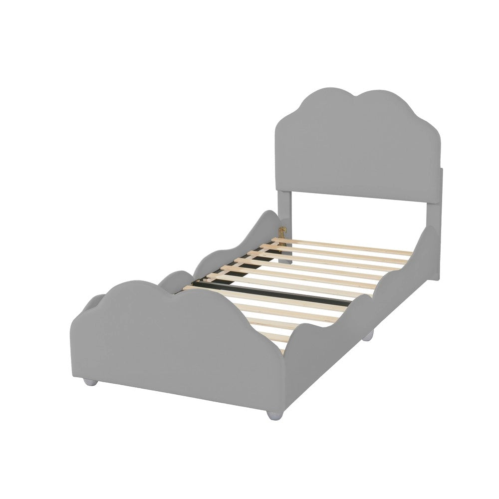 Letto per bambini imbottito ¨C Minimal ¨C Velluto grigio 90x200 cm