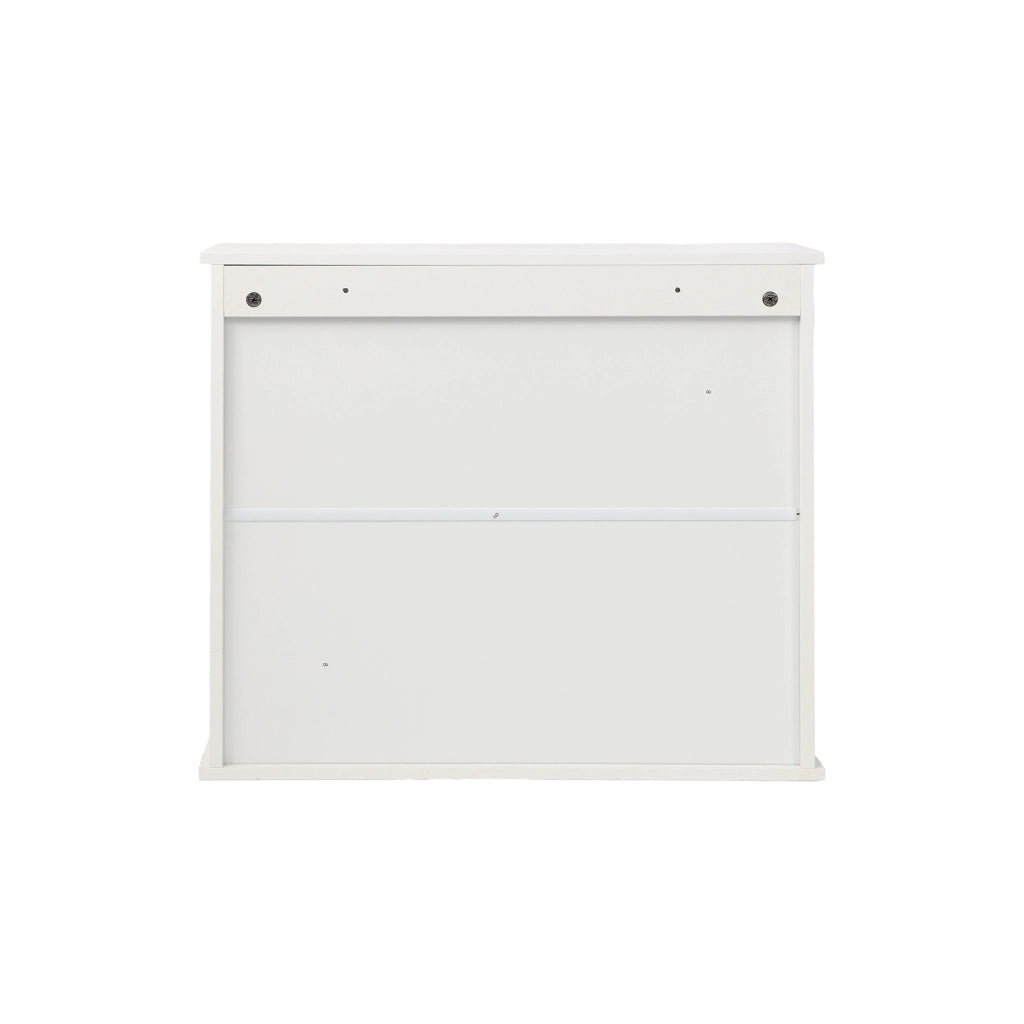 Armadietto da bagno pensile con 2 ante a lamelle, in MDF e truciolare, per bagno, bianco, 69,3 × 43,8 × 11 cm