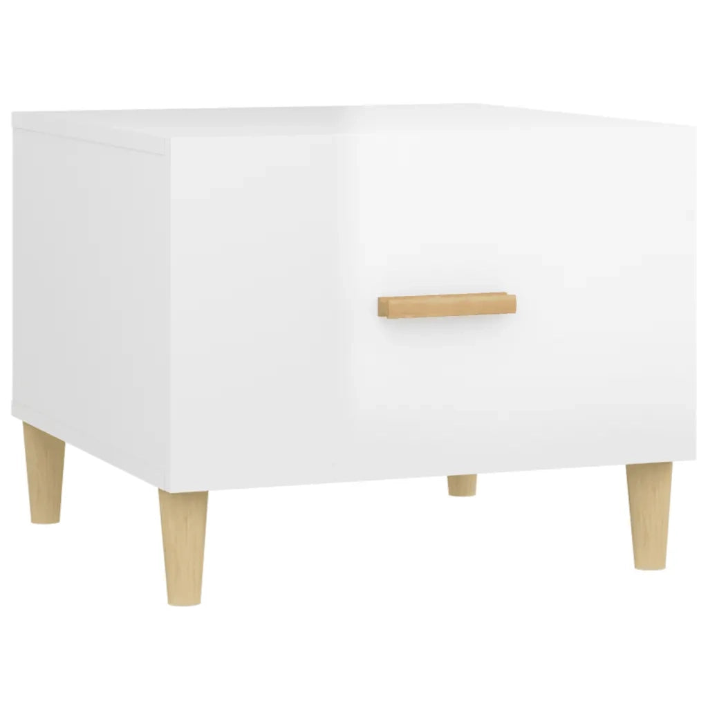 Tavolino da Salotto Bianco Lucido 50x50x40 cm Legno Multistrato cod mxl 15655