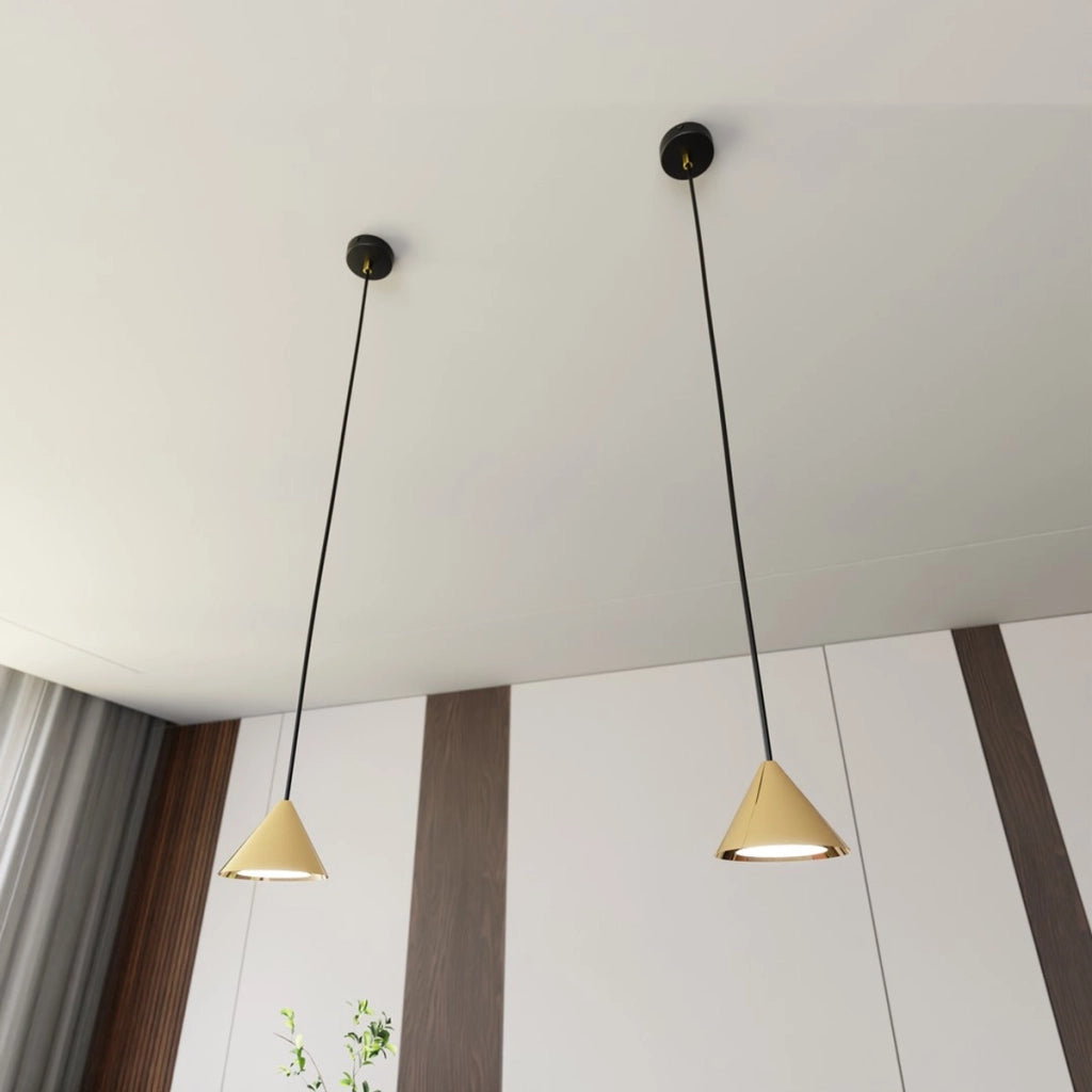 Lampada a sospensione ELIT in acciaio nero opaco e oro