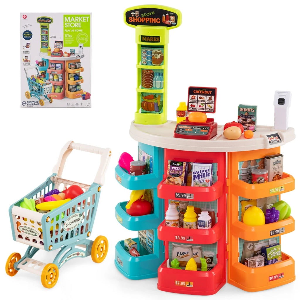 Giocattolo supermercato finto con luci e 29 pezzi accessori, Set di gioco supermercato per bambini dai 3 anni in su Colorato