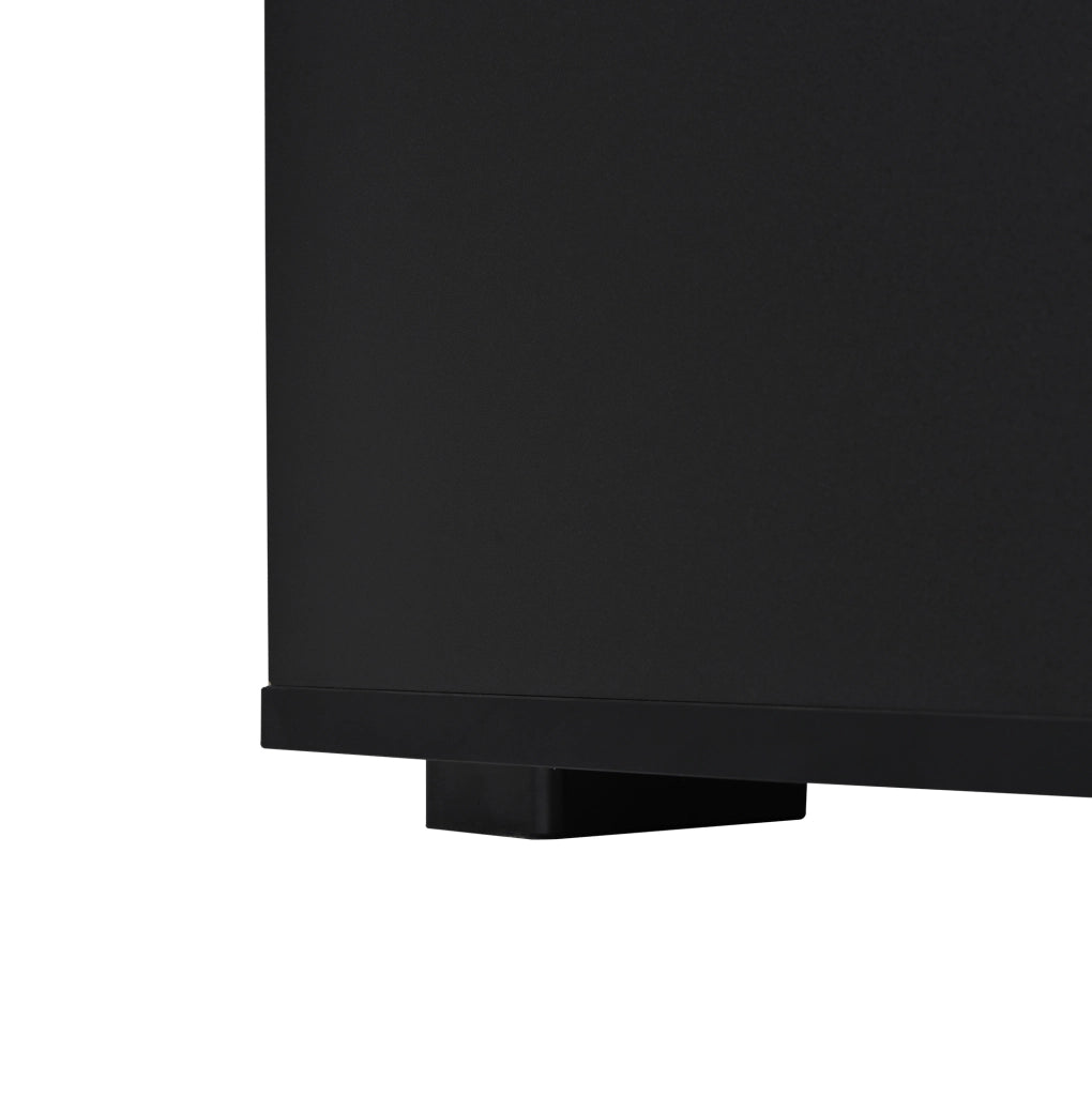 Tavolino da salotto nero lucido con LED e 2 cassetti