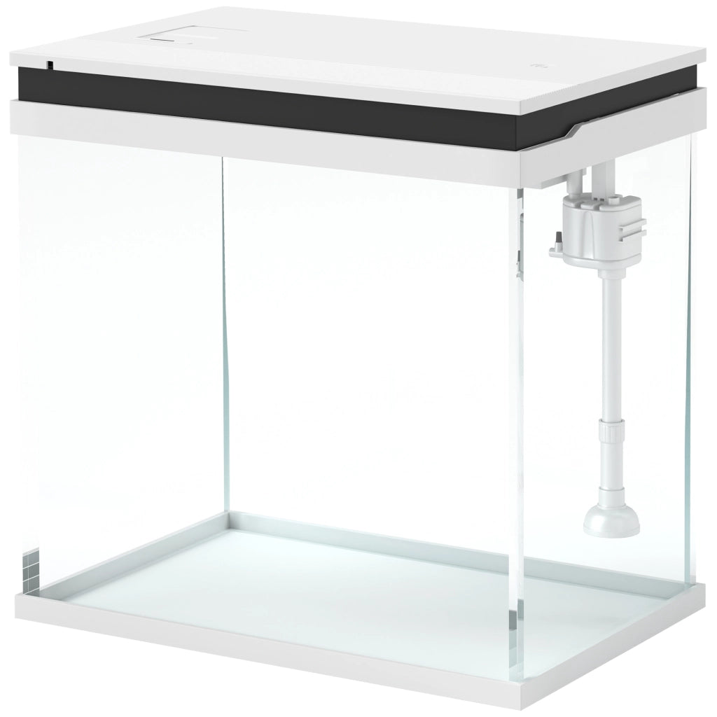 Acquario per Pesci Rossi 26L con Luci LED, Sistema di Filtraggio e Pompa d'Acqua, 38x26x38 cm, Bianco