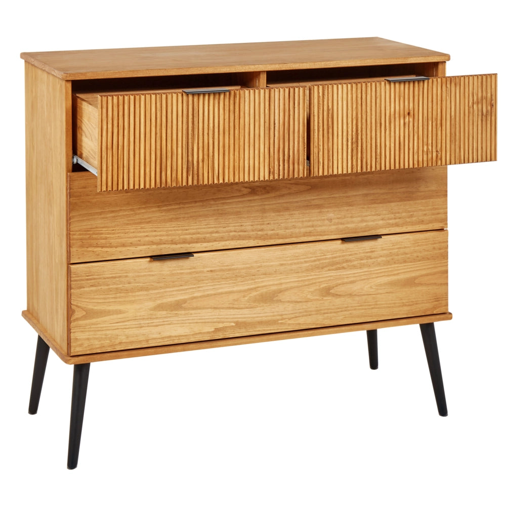 Cassettiera in legno di pino 4 cassetti legno chiaro soggiorno stile rustico